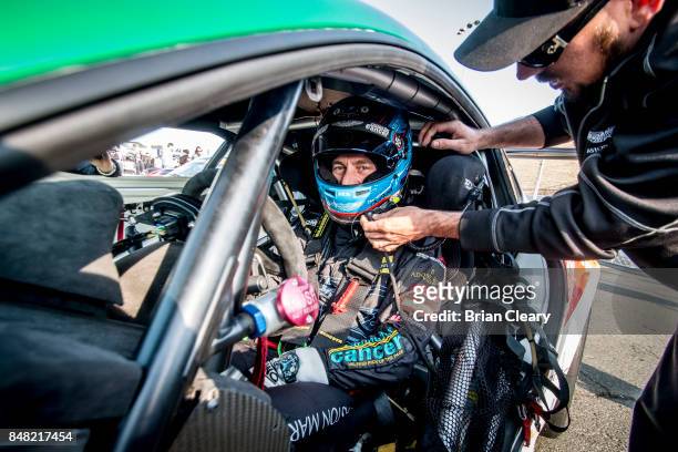 Derek DeBoer prepares to drive befor the GoPro Grand Prix of Sonoma Pirelli World Challenge GT race at Sonoma Raceway on September 16, 2017 in...
