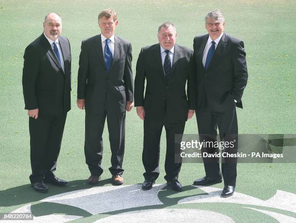 Scottish Rugby Union's Chief Executive Mark Dobson, new President Alan Lawson, President Ian McLauchlan and Chairman Sir Moir Lockhead during the...