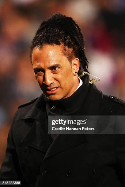 Former All Blacks rugby sevens player karl Te Nana during the Rugby Championship match between the New Zealand All Blacks and the South African...