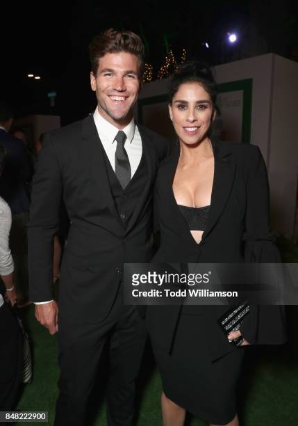 Austin Stowell and Sarah Silverman at Fox Searchlight's "Battle of the Sexes" Los Angeles Premiere on September 16, 2017 in Westwood, California.