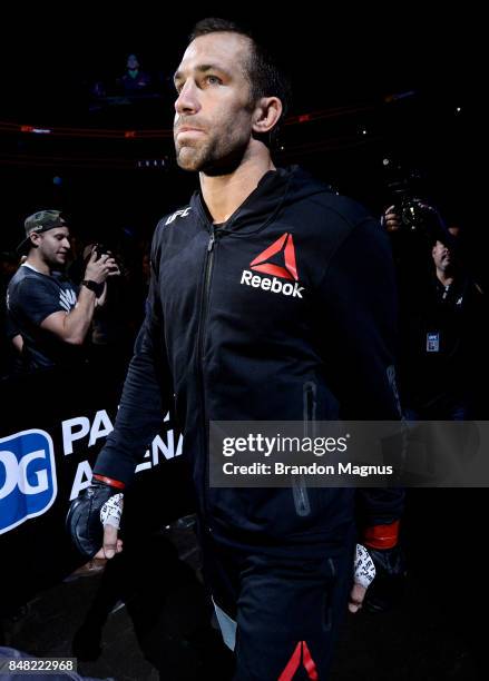 Luke Rockhold prepares to enter the Octagon before facing David Branch in their middleweight bout during the UFC Fight Night event inside the PPG...