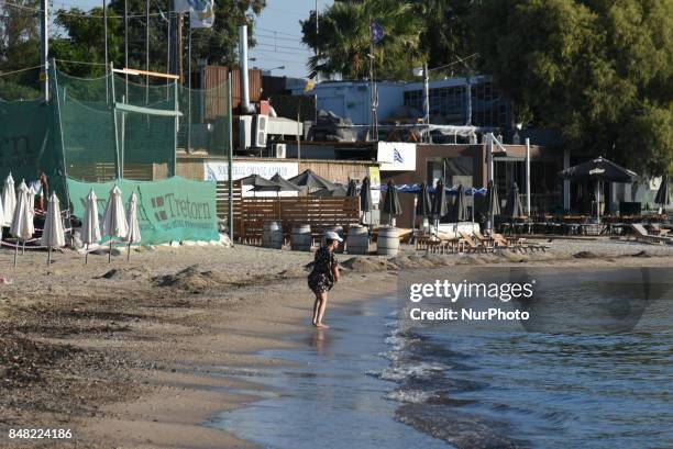 Despite the prohibition and the danger of poisoning several people went to swim in the oil spilled water of the Saronic Gulf. Aftermath of the...