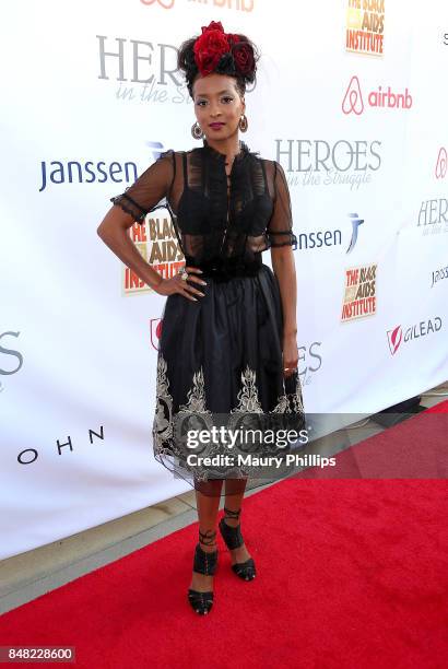 Jennia Fredrique arrives at the 16th Annual Heroes In The Struggle gala reception and awards presentation at 20th Century Fox on September 16, 2017...