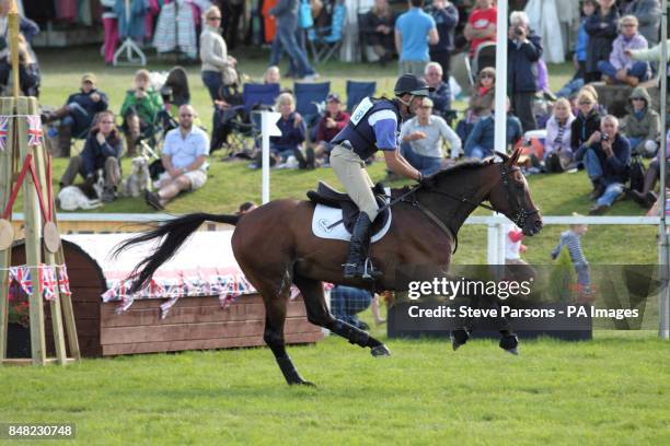 New Zealand's Mark Todd misses out a fence by accident when competeing on NZB Campino in the St James's Place Barbury International Horse Trials...