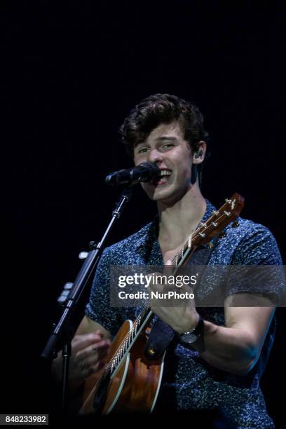 Presentation of the Canadian singer Shawn Mendes during the second day of Rock in Rio 2017 in Rio de Janeiro, Brazil, on 16 September 2017. With his...