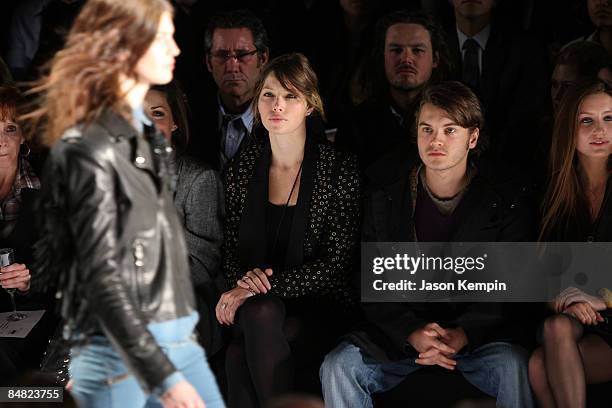 Actress Jessica Biel, actor Emile Hirsch and Brianna Domont attend William Rast Fall 2009 during Mercedes-Benz Fashion Week at The Tent in Bryant...