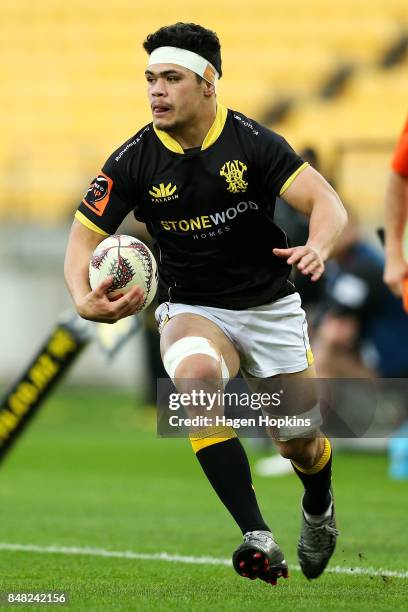 Du'Plessis Kirifi of Wellington in action during the round five Mitre 10 Cup match between Wellington and Canterbury at Westpac Stadium on September...