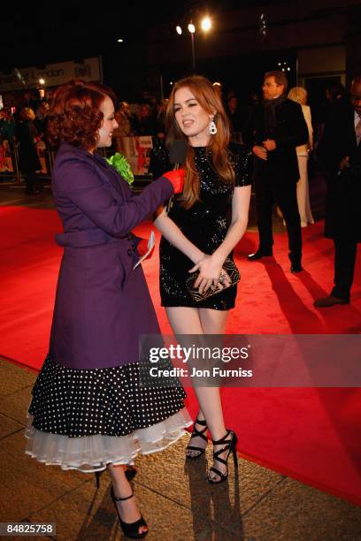 Sarah Cawood interviews Isla Fisher at the premiere of 'Confessions of a Shopaholic' at The Empire Cinema, Leicester Square on February 16 2009 in...