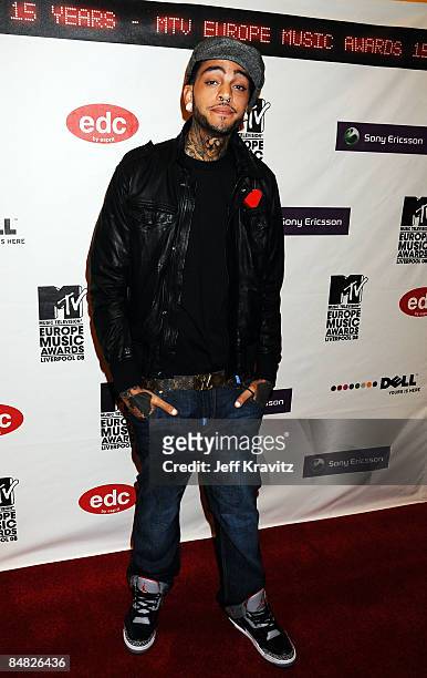 Travis McCoy of Gym Class Heroes arrives for the 2008 MTV Europe Music Awards held at at the Echo Arena on November 6, 2008 in Liverpool, England.