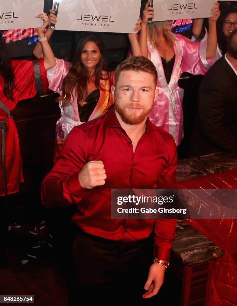 Boxer Canelo Alvarez hosts an official after-party at Jewel Nightclub at the Aria Resort & Casino on September 16, 2017 in Las Vegas, Nevada.