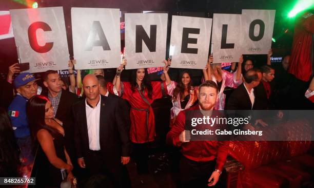 Boxer Canelo Alvarez hosts an official after-party at Jewel Nightclub at the Aria Resort & Casino on September 16, 2017 in Las Vegas, Nevada.