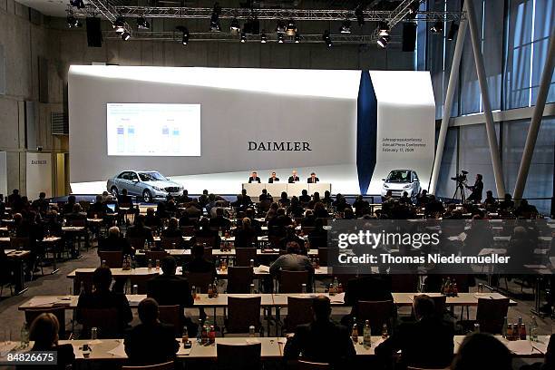 The Daimler Board of Directors Andreas Renschler, Bodo Uebber, CEO of Daimler AG, Dieter Zetsche and Head of Global Communications Joerg Howe...