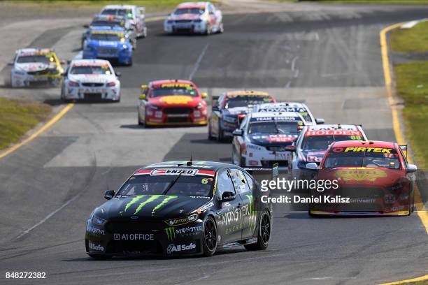 Richie Stanaway drives the Monster Energy Ford Falcon FGX during the Sandown 500, which is part of the Supercars Championship at Sandown...