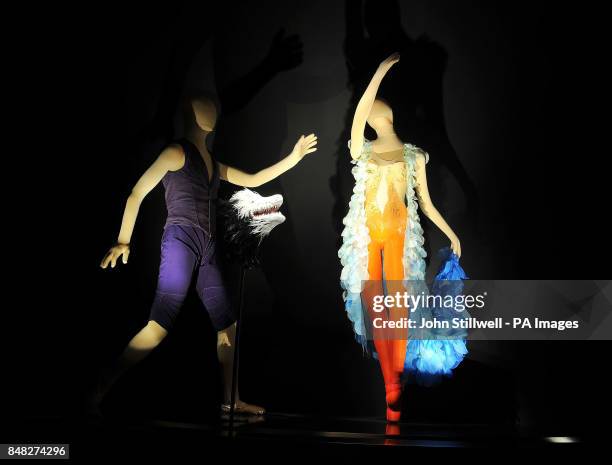 Couple of contemporary Ballet costumes designed by three British Artists, that responded to the work of the artist Titian's paintings titled Diana...