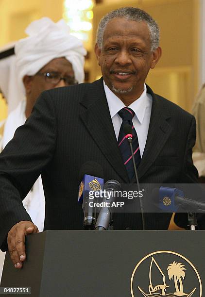 Nafie Ali Nafie, an aide to Sudanese President Omar al-Beshir, listens to a question during a press conference held after the signing of an accord...