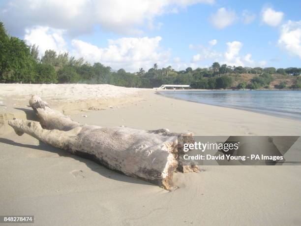 The beach in the Terre Rouge area of Mauritius.