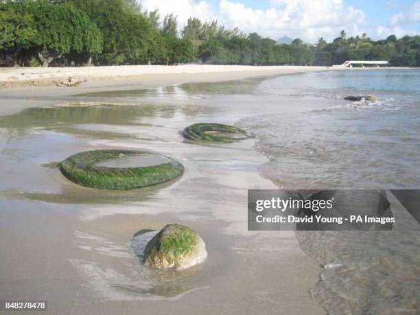 The beach in the Terre Rouge area of Mauritius.