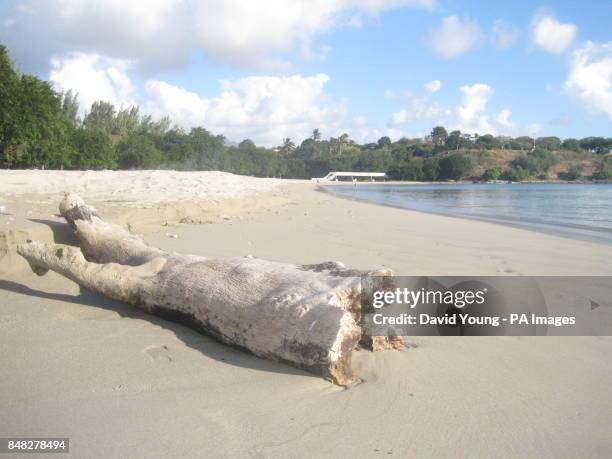 The beach in the Terre Rouge area of Mauritius.