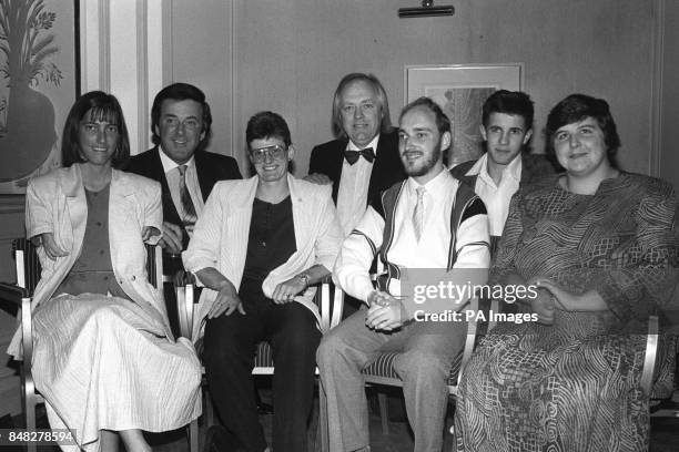 Helen Scott, Monica Vaughan, Alan Yewdall Blind Judo champion Simon Jackson and Anne Ligg with Tim Rice and Terry Wogan back row left at the Lords...