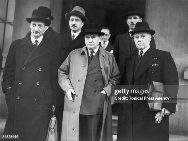 From left to right , Georges Bonnet , the French Foreign Minister, Edouard Daladier , the French Prime Minister and General Maurice Gamelin , the...