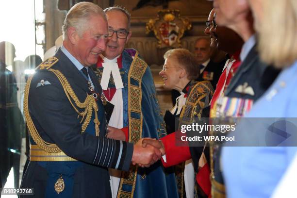 Prince Charles, Prince of Wales attends a service to mark the 77th anniversary of the Battle of Britain at Westminster Abbey on September 17, 2017 in...