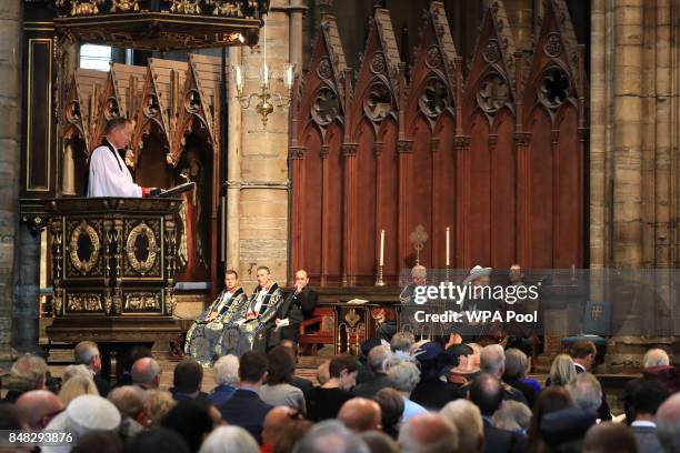 Prince Charles, Prince of Wales and Camilla, Duchess of Cornwall attend a service to mark the 77th anniversary of the Battle of Britain at...