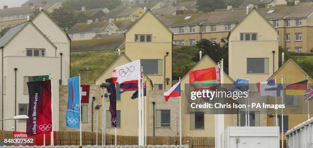 General view of the Athlete's Village at the Weymouth and Portland Sailing Academy, Weymouth.