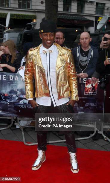 Oritse Williams from JLS arrives at the premiere of the new Batman film, The Dark Knight Rises at the BFI Imax Theatre, Waterloo, London.