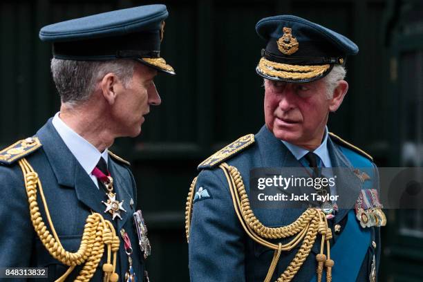 Prince Charles, Prince of Wales leaves following a service to mark the 77th anniversary of the Battle of Britain at Westminster Abbey on September...