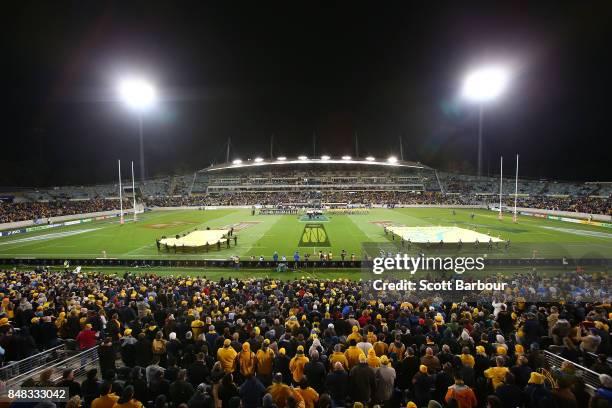 General view during The Rugby Championship match between the Australian Wallabies and the Argentina Pumas at Canberra Stadium on September 16, 2017...