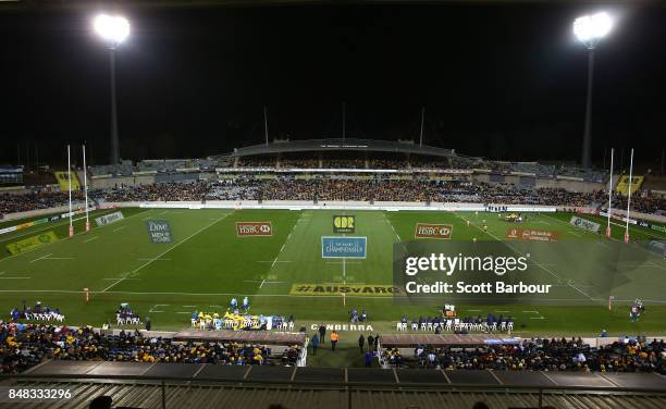 General view during The Rugby Championship match between the Australian Wallabies and the Argentina Pumas at Canberra Stadium on September 16, 2017...