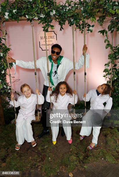 Donna Wallace attends the Malone Souliers London Fashion Week SS18 Presentation on September 17, 2017 in London, England.