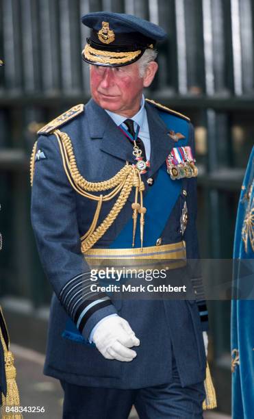 Prince Charles, Prince of Wales after a Service to mark the 77th anniversary of The Battle Of Britain at Westminster Abbey on September 17, 2017 in...