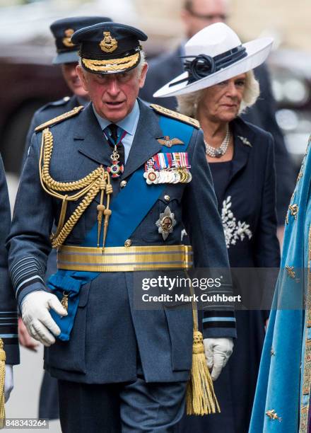 Prince Charles, Prince of Wales and Camilla, Duchess of Cornwall after a Service to mark the 77th anniversary of The Battle Of Britain at Westminster...