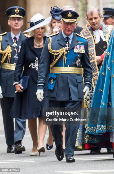 Prince Charles, Prince of Wales and Camilla, Duchess of Cornwall after a Service to mark the 77th anniversary of The Battle Of Britain at Westminster...