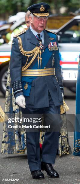 Prince Charles, Prince of Wales after a Service to mark the 77th anniversary of The Battle Of Britain at Westminster Abbey on September 17, 2017 in...