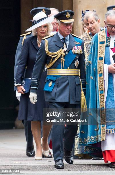 Prince Charles, Prince of Wales and Camilla, Duchess of Cornwall after a Service to mark the 77th anniversary of The Battle Of Britain at Westminster...