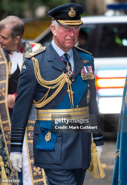 Prince Charles, Prince of Wales after a Service to mark the 77th anniversary of The Battle Of Britain at Westminster Abbey on September 17, 2017 in...