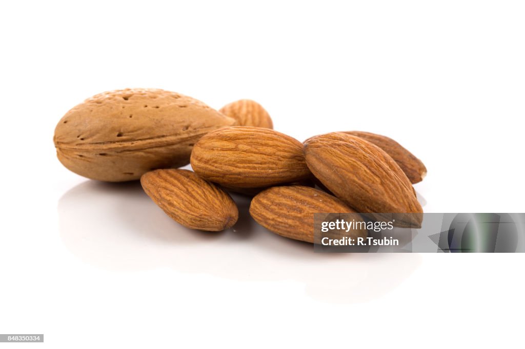 Pile of almonds nuts