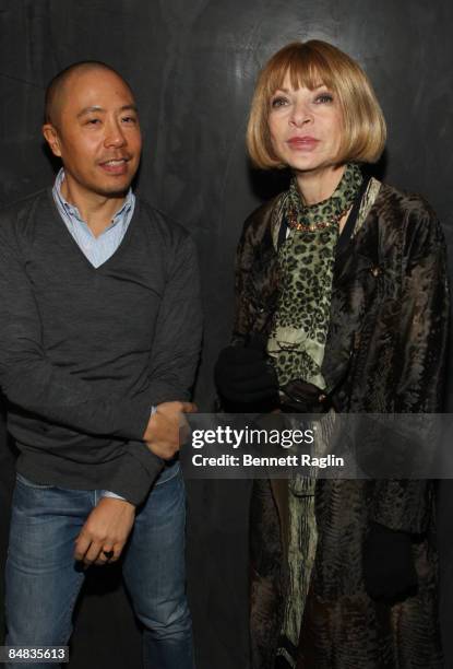 Designer Derek Lam and Anna Wintour, Editor-In-Chief of American Vogue attends Lam's Fall 2009 show during Mercedes-Benz Fashion Week at 635 West...
