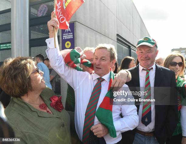 Dublin , Ireland - 17 September 2017; Former Taoiseach Enda Kenny TD with supporters ahead of the GAA Football All-Ireland Senior Championship Final...