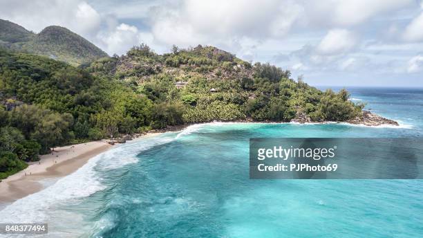 aerial view of anse intendance -  mahe island - pjphoto69 stock pictures, royalty-free photos & images
