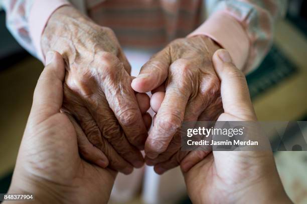 helping supportive hand - elderly care foto e immagini stock