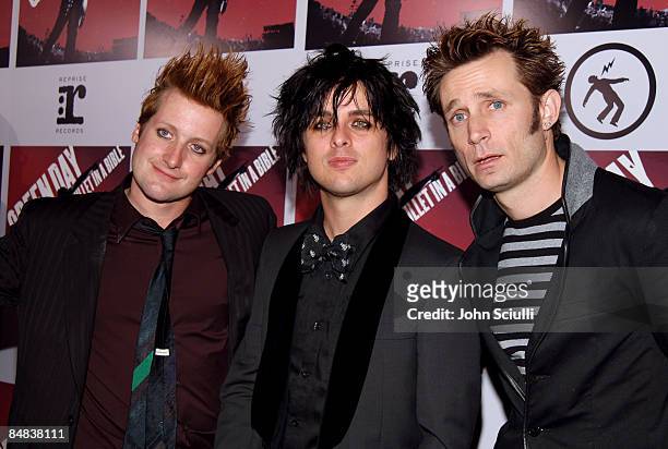 Tre Cool, Billie Joe Armstrong and Mike Dirnt of Green Day