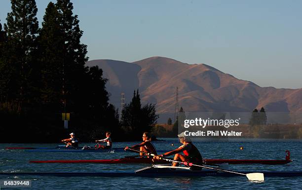 Phobe Hunt of Rotorua in action during the Womens Club Single Scull Repechage during day two of the New Zealand National Club Rowing Championships at...