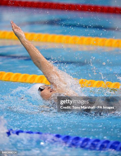 Republic of Ireland's Melanie Nocher during her Women's 200m Backstroke Heat 2 at the Aquatics Centre, London.