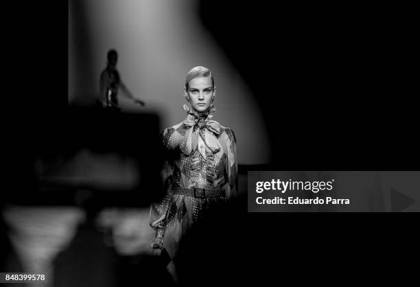 Models walk the runway at the Maria Escote show during the Mercedes-Benz Madrid Fashion Week on September 16, 2017 in Madrid, Spain.