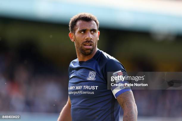 Anton Ferdinand of Southend United in action during the Sky Bet League One match between Southend United and Northampton Town at Roots Hall on...
