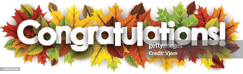 Fall Congratulations Sign Autumn Congratulations Banner With Leaves High-Res Vector Graphic ...