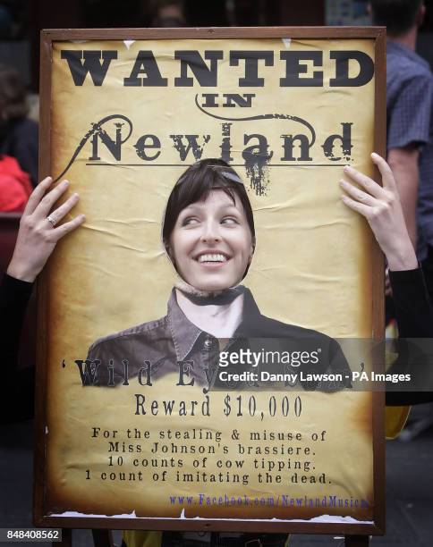 Heather Brodorick promotes Edinburgh Festival Fringe show 'Newland The Musical' on the Royal Mile in Edinburgh, during the opening day of the world's...
